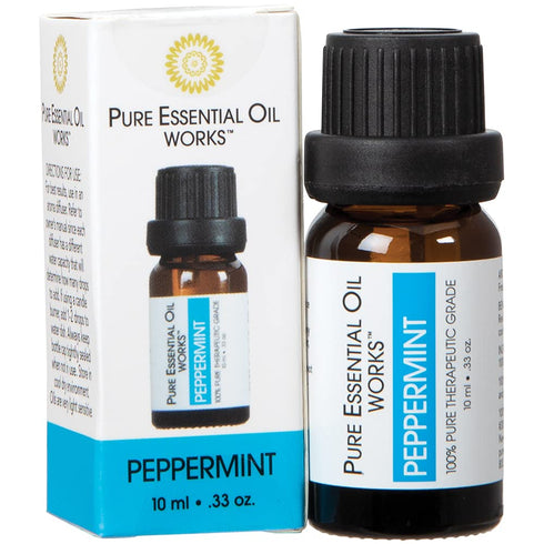 Pure Essential Oil Works 100% 10 ml/0.33 oz. Peppermint Oil, Pure, Natural, Paraben-Free and Therapeutic Grade