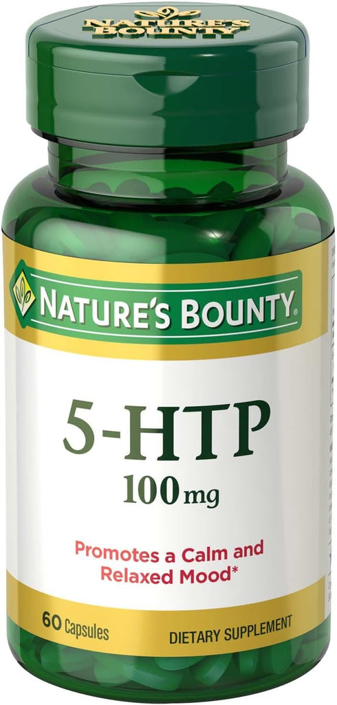 Nature's Bounty 5-HTP Pills, 100mg, 60 Capsules, Supports a Calm and Relaxed Mood