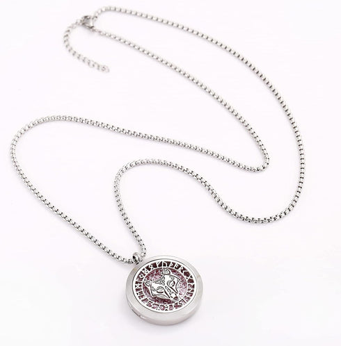 Viking Runes Aromatherapy Diffuser Necklace - Stainless Steel Locket Pendant
