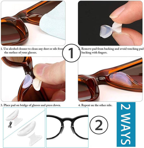Anti-Slip Nose Pads Silicone Butterfly Shape, 13 Pairs Soft Non-Slip Adhesive Nose Pads for Glasses