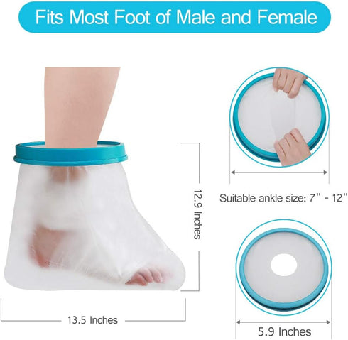 Waterproof Foot Cast Cover for Shower, Adult Reusable Watertight Protector for Foot Surgery, Bandages, Wounds