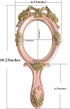 Nerien Handheld Mirror, Vanity Makeup Mirror, Travel Metal Cosmetic Mirror, Oval Embossed Rose Design, Pink