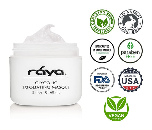 Raya Glycolic Exfoliating Masque with AHA and BHA - Facial Treatment Mask for Non-Sensitive Skin