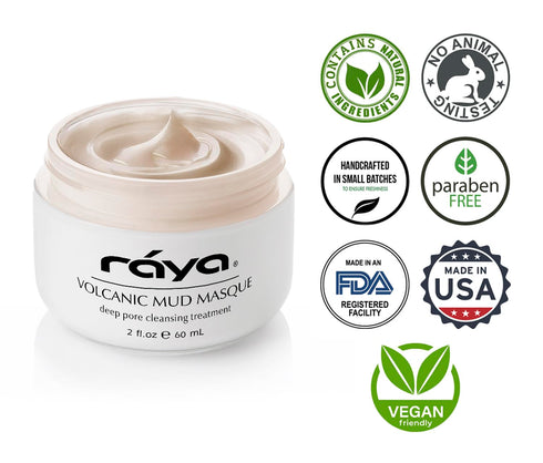 Raya Volcanic Mud Masque (605), Deep Pore Facial Treatment Mask for Dull Skin, Clears Pores