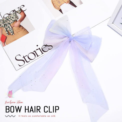 Jeairts LED Bow Clip - Glowing Rainbow Veil Wedding Hair Piece, Colorful Tulle Bow with Clips for Bachelorette Party
