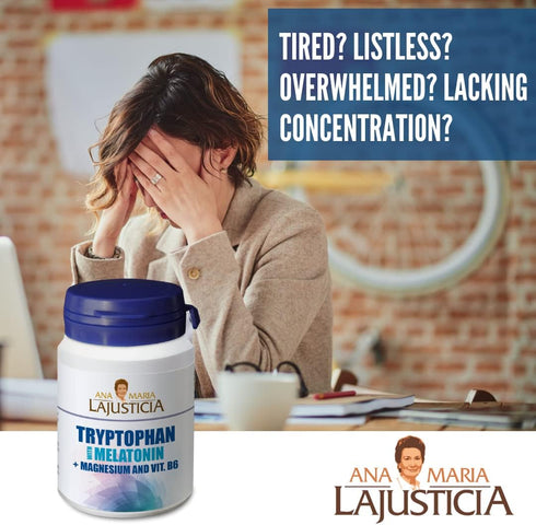 Tryptophan, Melatonin, Magnesium, Vitamin B6, 60 Tablets, Ana Maria Lajusticia