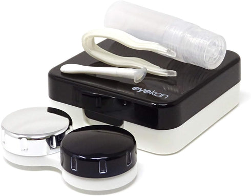Honbay Fashion Travel Contact Lens Case Kit, Mini Contact Lens Box with Mirror (Black)