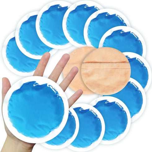 Small Ice Packs 12 Round Reusable Hot Cold Gel Packs for Pain Relief, Breastfeeding, Cold Compress with Sleeve