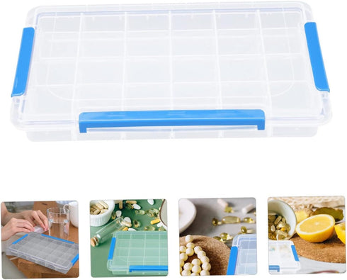 Space-Saving Medicine Stickers for Pill Box Travel-Friendly Pill Organizer Lightweight Grid Plastic Jewelry Storage