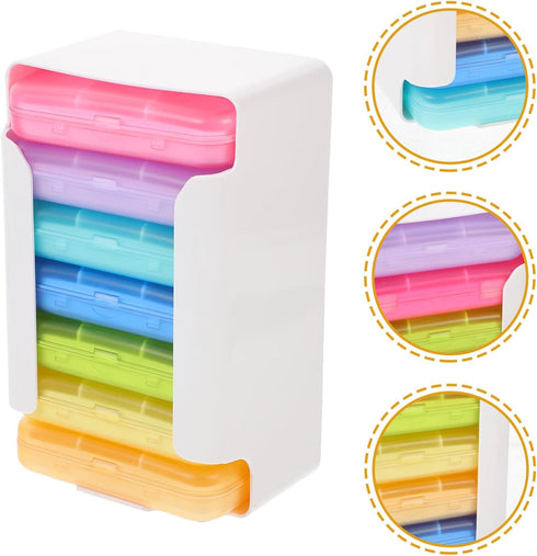 OFFIGAM 7 6-Day 92x65x20mm Portable Weekly Pill Organizer with Colorful Compartments, Plastic Travel Medicine Box