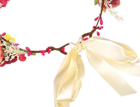 Rose Flower Crown, Bridal Floral Headband, Hair Wreath, Boho Halo for Wedding Party Festival