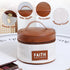 Round Makeup Bag, Compact Travel Case for Skincare & Cosmetics, Diamond Texture with Wide Handle (Brown)