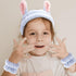 YISSION 6Pcs Face Wash Headbands and Wristbands Set, Bunny Ears Spa Headband for Women Girls Washing Face (Blue White)