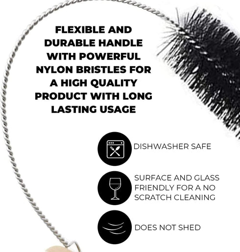 Flexible Drain Cleaner Brush (72" Long) for Clogs, Drains, Bottles, Pipes, Bathtub, Shower, Kitchen Sink
