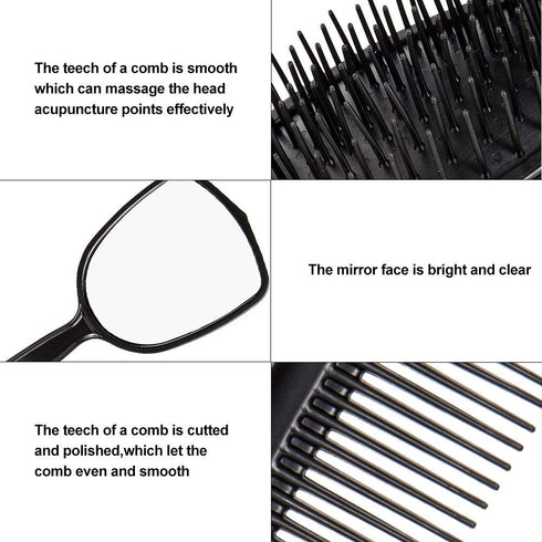 Set of 5 Professional Salon Hair Combs, Hair Cutting Brushes, Hairdressing Styling Tool Mirror and Holder Stand