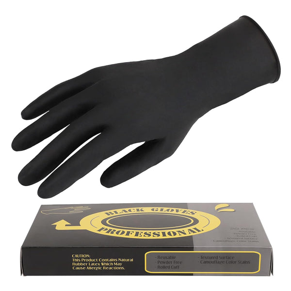 Segbeauty 20 Counts Large Black Hair Dye Gloves - Reusable Rubber for Hair Styling, Powder Free