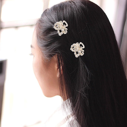 Mobestech 6pcs Hair Clips, Pearl Claw Clips with Rhinestones, Hair Barrettes for Women & Girls Hair Styling