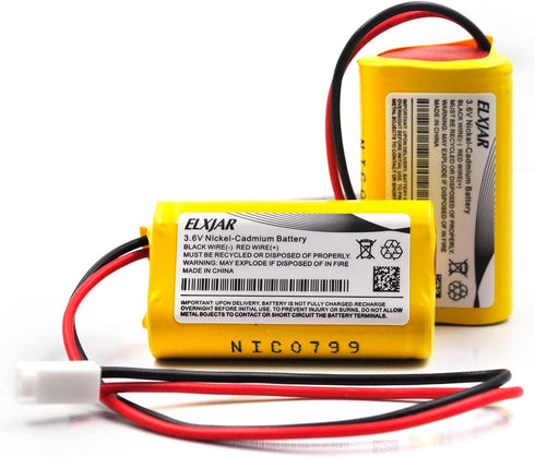 (2-Pack) 3.6V 800mAh CUSTOM-142 NICD Battery Pack Replacement for Chloride Interstate Sonnenschein 100003A098 930023, for Self Power Lighting 930023 930D23, Interstate NIC0799