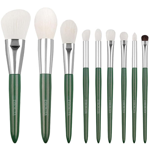 Natural Goat Hair Makeup Brushes Set, 9 Piece Face and Eye Brush Set for Travel Makeup