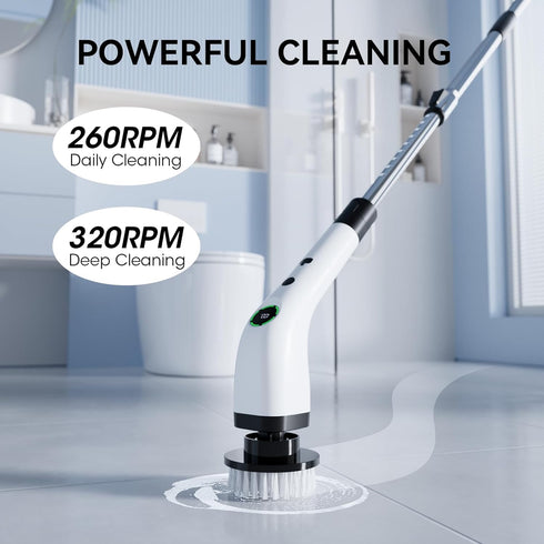IPX7 8 -SD-CTB01 Electric Bathroom Cleaning Brush, Cordless Spin Scrubber Full Body Waterproof with Adjustable Handle