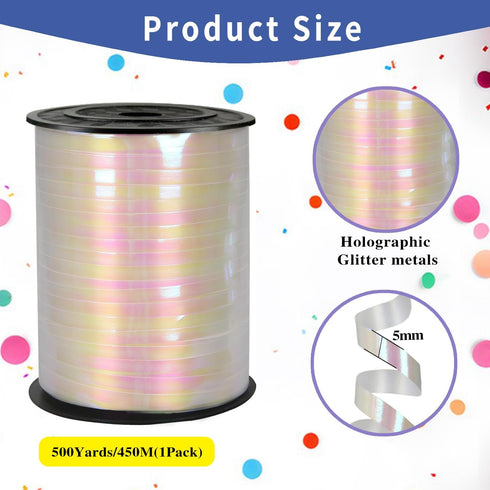 500 Yard Iridescent White Ribbon,5mm Ribbon for Wrapping,White Curling Ribbon,Curling Ribbon ,Balloon Ribbon Party Craft Decoration ,Balloon String ,Independence Day wrap by WFAUIBR