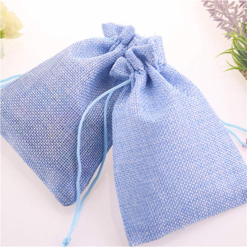 Tvoip 30Pack Burlap Bags with Drawstring, Gift Bags for Wedding Party and DIY Craft (Light Blue)