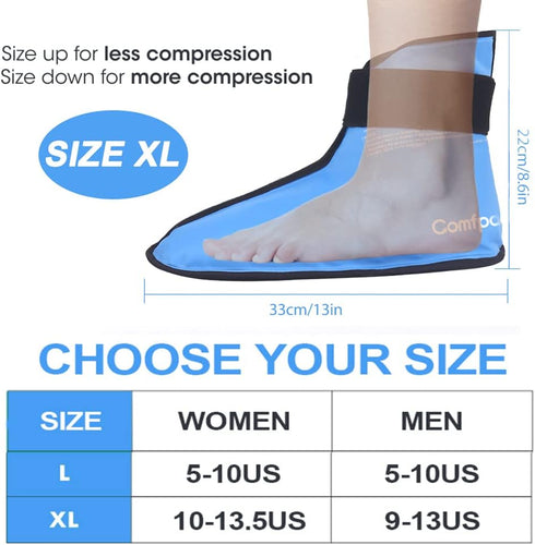 XL Foot Ice Pack Wrap for Plantar Fasciitis, Ankle Ice Boot for Post Surgery, Hot Cold Therapy Relief