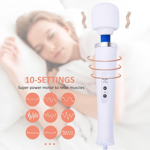 VZVJTR 10 Electric Wand Massager - Powerful Handheld Back Massager with Rhythmical Speeds, Wired Deep Tissue Vibrating