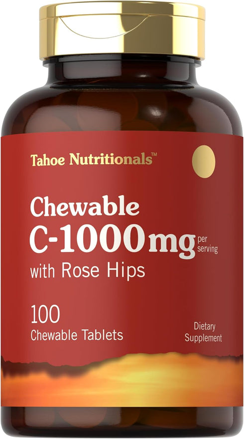 Tahoe Nutritionals Carlyle Vitamin C Chewables | 1000mg | 100 Tablets | Vegetarian, Non-GMO, Gluten Free, Natural