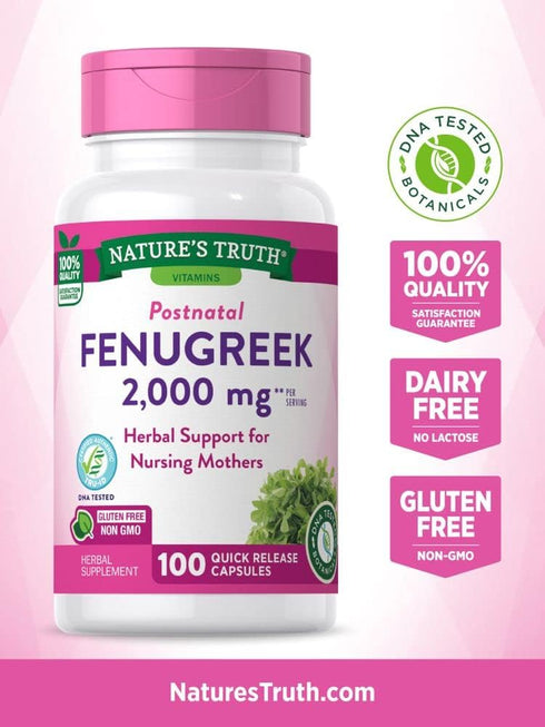 Nature's Truth Fenugreek 2000 mg Supplements, 100 Count (Pack of 1)