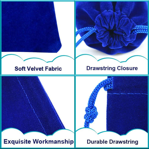 Shintop 10pcs Velvet Drawstring Bags - Wedding Gift Bags, Velvet Cloth Jewelry Pouches (Blue)