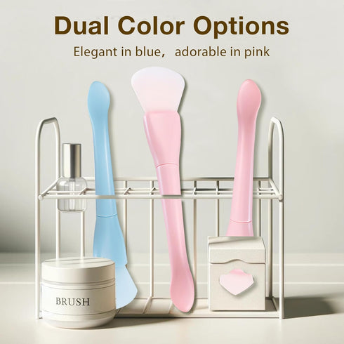 4PCS Silicone Face Mask Applicator Set, Dual-Ended Facial Mask Brush with Spatula for Mud and Clay