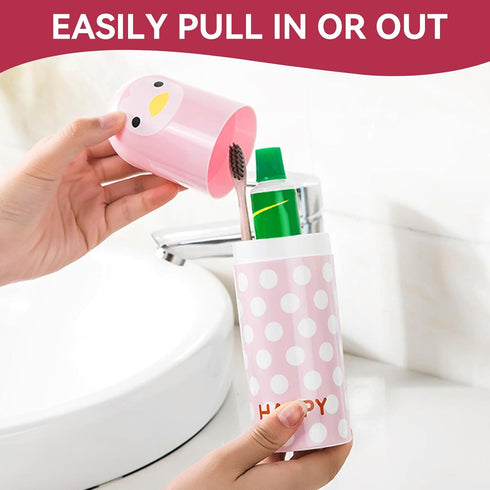 Travel Toothbrush Case, Cute Portable Toothbrush Holder with Cover for Camping, Home, School, Business (Pink)