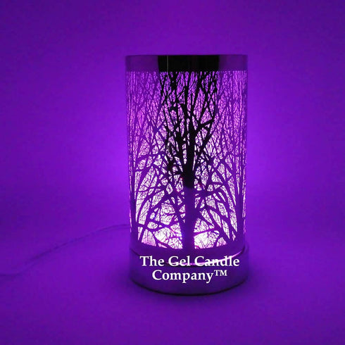 The Gel Candle Company Natural Forest Tree Scene Design Multi Color Changing Warmer Lamp with Dish for Fragrance Oils