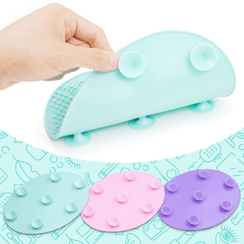 Makeup Brush Cleaner Mat, Silicone Brush Cleaning Pad with Suction Cup for Makeup Brush Cleaning