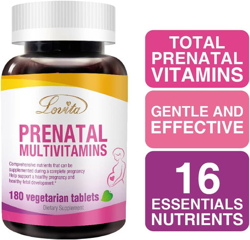 Prenatal Multivitamins - Comprehensive Support for Before, During, and Post-Pregnancy - 180 Vegetarian Tablets