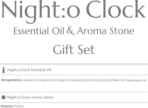 Night:o Clock Essential Aroma Oil & Aroma Stock Gift Set - 100% Pure Natural Oil