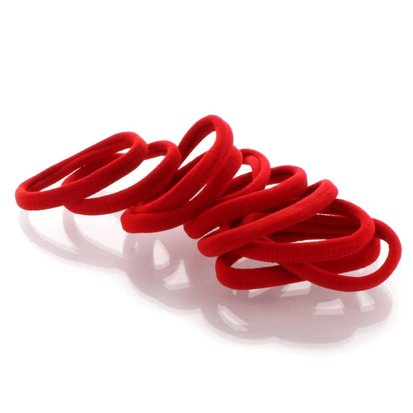 My Lello Large Thick Premium Elastic Ponytail Holder Seamless Hair Bands Red, 100pcs