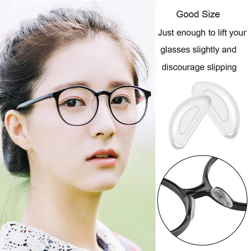 Eyeglass Nose Pads - Adhesive Anti-Slip Soft Silicone Nose Pad Cushion for Glasses, 12 Pairs, Clear