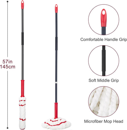 KeFanta Self Wringing Mop for Floor Cleaning, Microfiber Mop with 57" Long Handle for Kitchen and Bathroom