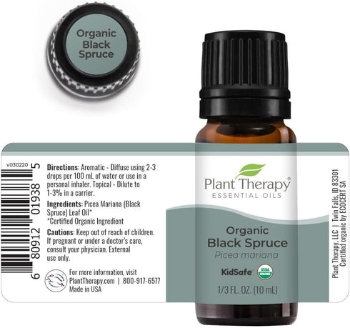 Plant Therapy Organic Black Spruce Essential Oil - 10 mL (1/3 oz) 100% Pure, Therapeutic Grade