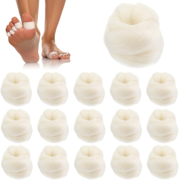 Minatee 16 Pcs Lambs Wool for Toes Soft Feet Cushion Toe Separator Lambs