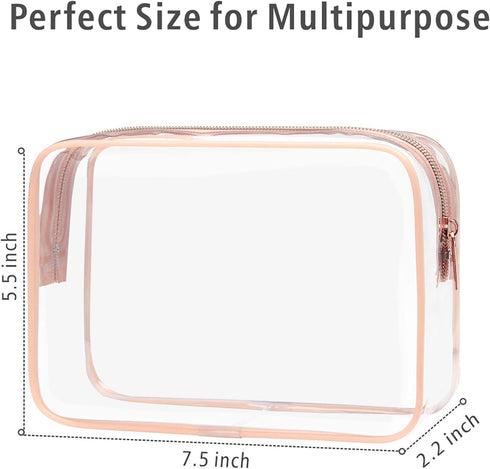 PACKISM TSA Approved Toiletry Bag - Clear Waterproof Makeup Bag, Travel Cosmetic Bag for Women, 3 Pack Carry on