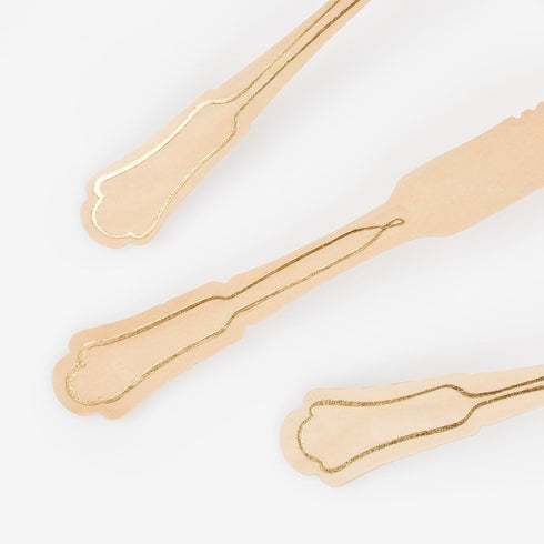 Set (Pack 24), Set, Meri Meri Elegant Wooden Cutlery of Made from Birch Wood, Stylish Disposable Cutlery Perfect