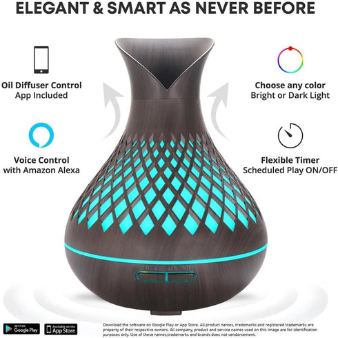 SAIHGUUI 500ml 7 4 Smart WIFI Essential Oil Diffuser, Aromatherapy Diffuser Humidifier for Large Room, Works with Phone