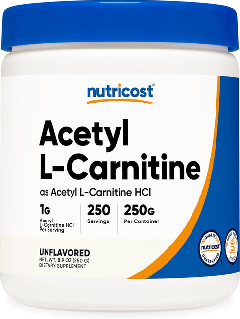 Nutricost Acetyl L-Carnitine (ALCAR) 250 Grams Powder - 1G Per Serving, 250 Servings