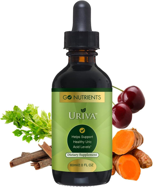 Go Nutrients Uriva, Advanced Uric Acid Flush Cleanse with Tart Cherry Extract, 2.0 oz Liquid Drops