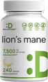 Lions Mane Mushroom Supplement, 7,500mg Per Serving, 240 Capsules - Natural Brain Nootropic Booster