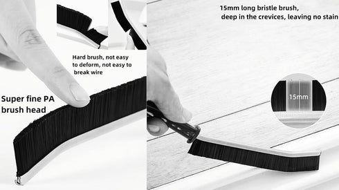 Crevice Cleaning Brush, Hard Bristle Tool for Small Gaps, Effective for Kitchen, Toilet, and Window Cleaning (12), Black