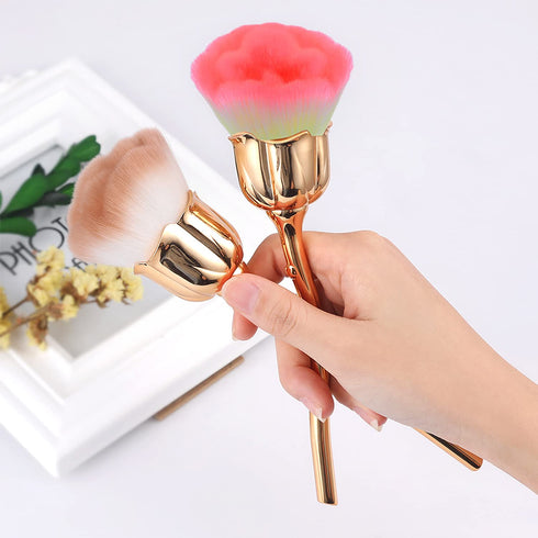 JERCLITY 2 Pieces Rose Makeup Brushes, Super Large Face Powder Makeup Brushes for Loose Powder and Nail Dust